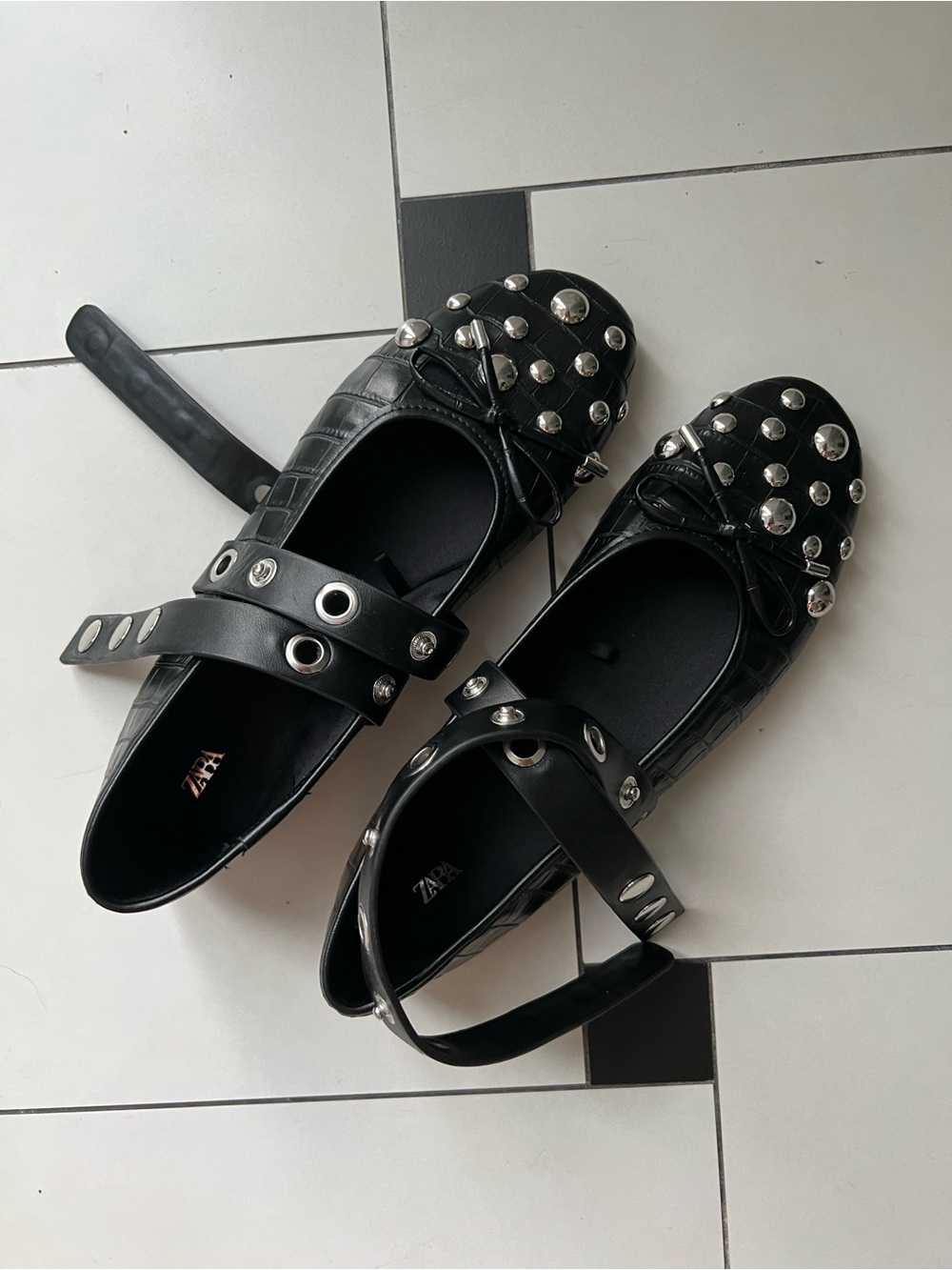 ZARA Studded Mary Jane Flats — Size 40, brand-new without tags